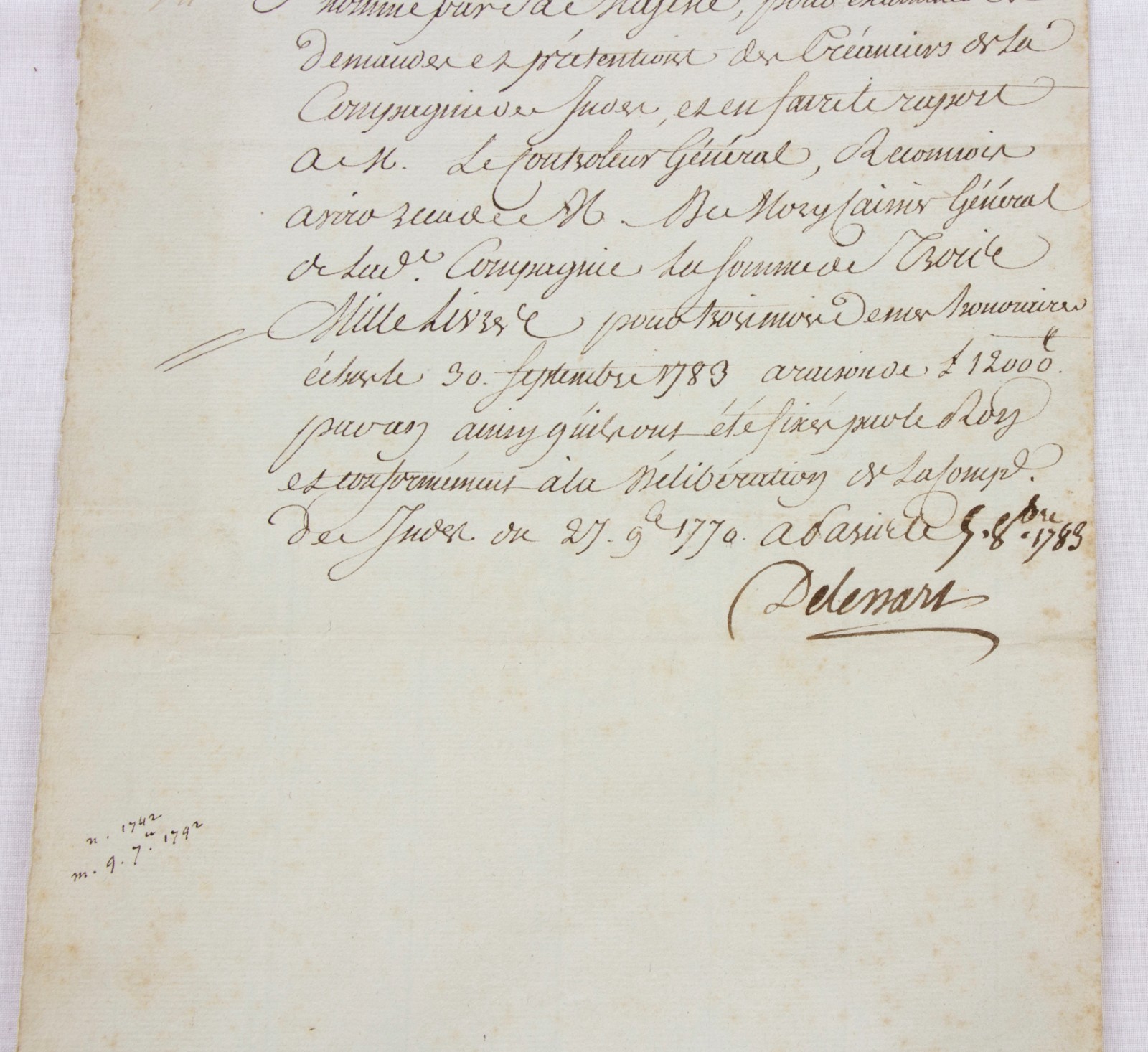 FRENCH East India Company – manuscript archive from 1747-1800 – Compagnie Indes