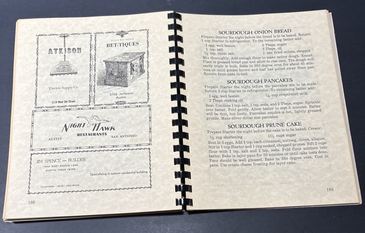 The Old Bakery Bake Book Heritage Society of Austin 1971 VTG Texas Community