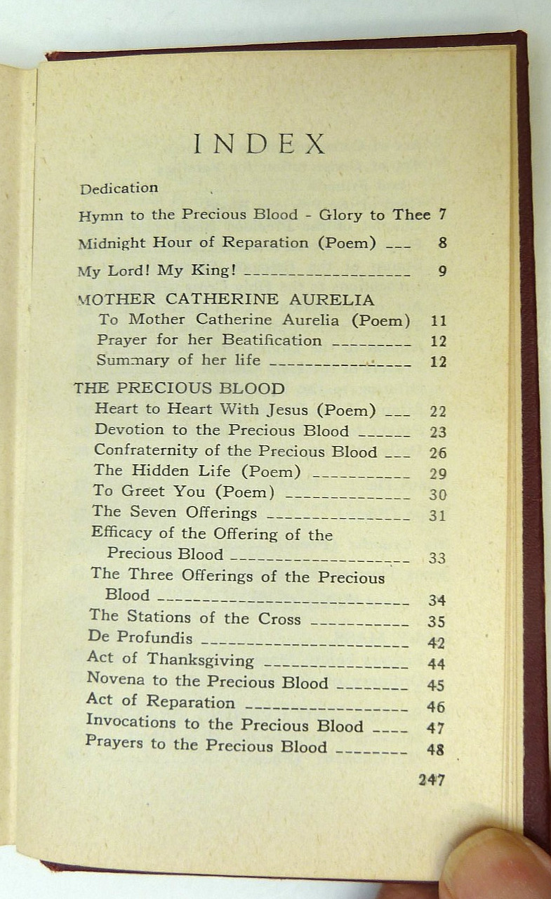 1947 Catholic WATER FROM THE FOUNTAINS OF THE PRECIOUS BLOOD, HB, Pocket Size