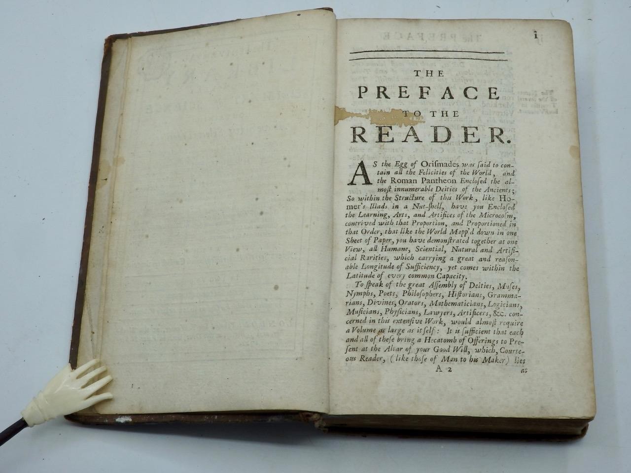 1722 UNIVERSAL LIBRARY or COMPLEAT SUMMARY of SCIENCE – FULL LEATHER Very Clean