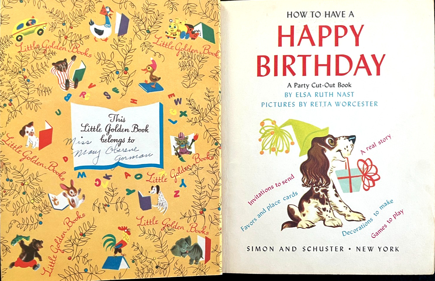 HAPPY BIRTHDAY w/ Uncut Activities ~ children’s “A” ed. Little Golden Book #123