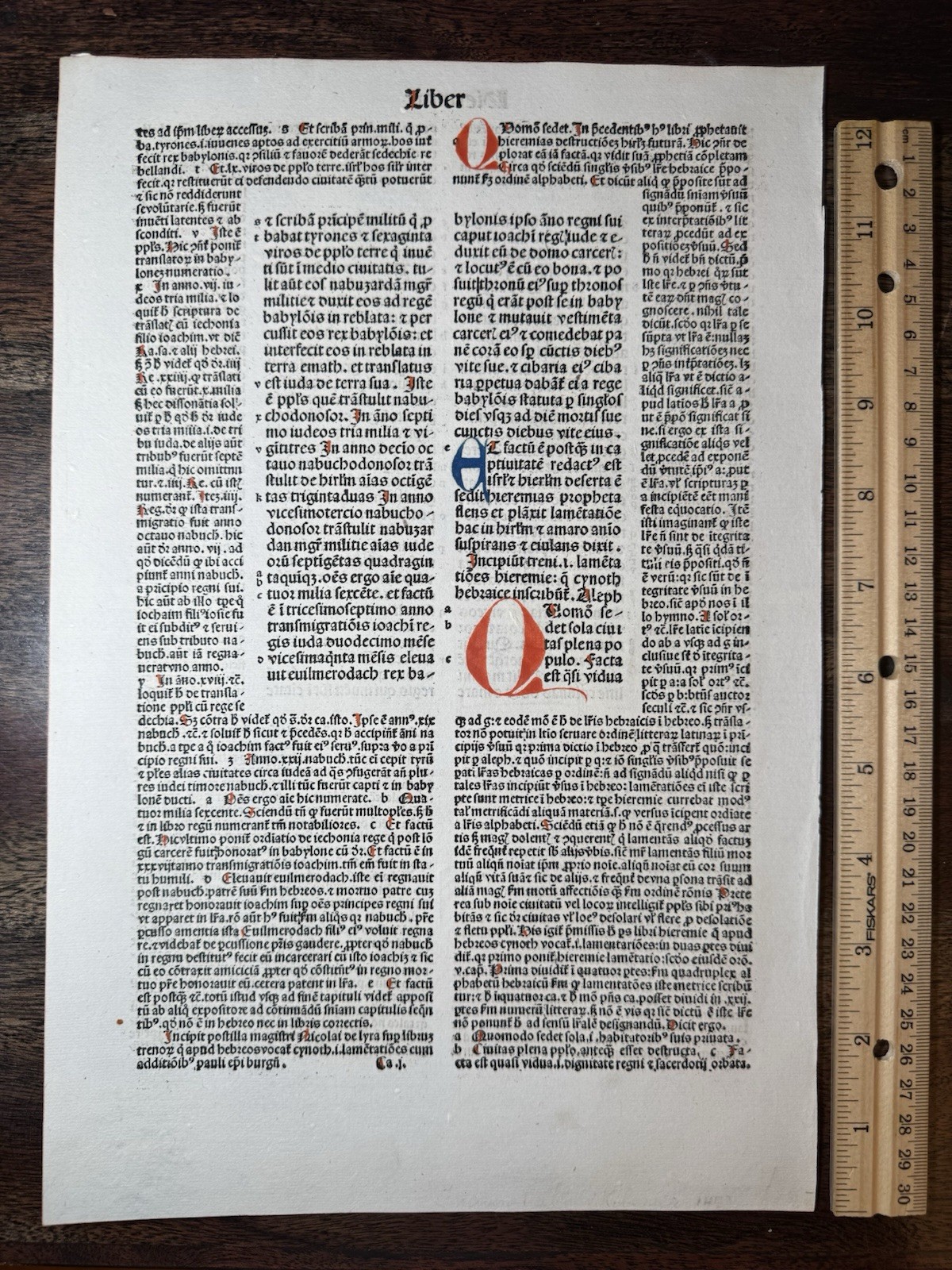 RARE 1493 Anton Koberger Latin Bible Leaf | Incunable | Jeremiah & Lamentations