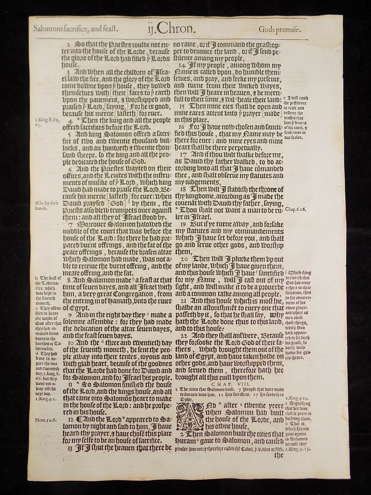 1583 Noblest Geneva Bible Folio- Book of Second Chronicles- YOU PICK