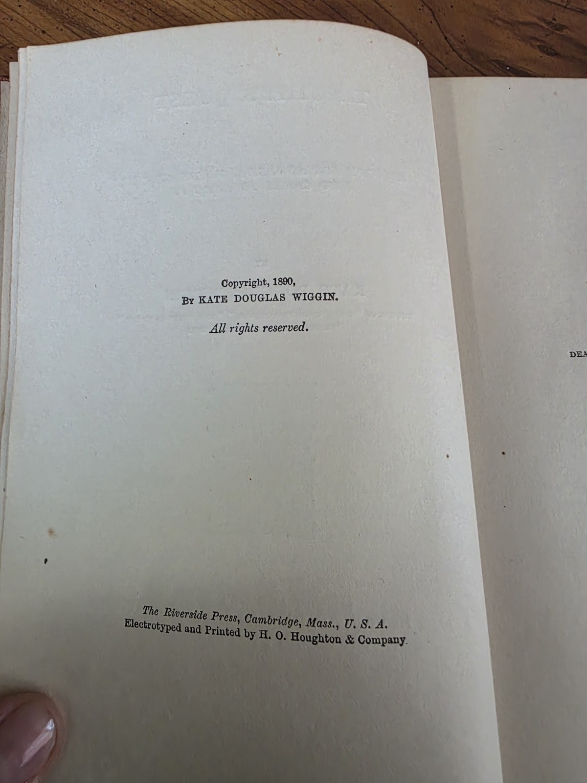 Kate Douglas Wiggin Timothy’s Quest Cloth Hardcover Book 1890
