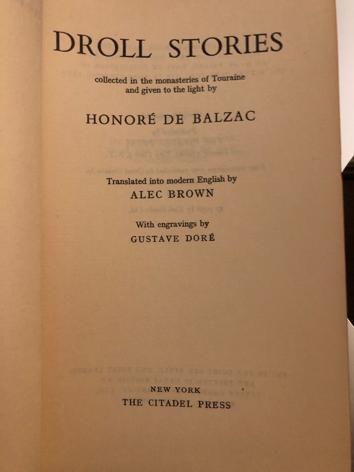 Droll Stories Balzac 1958 Citadel HC Illustrated By Gustavo Dore