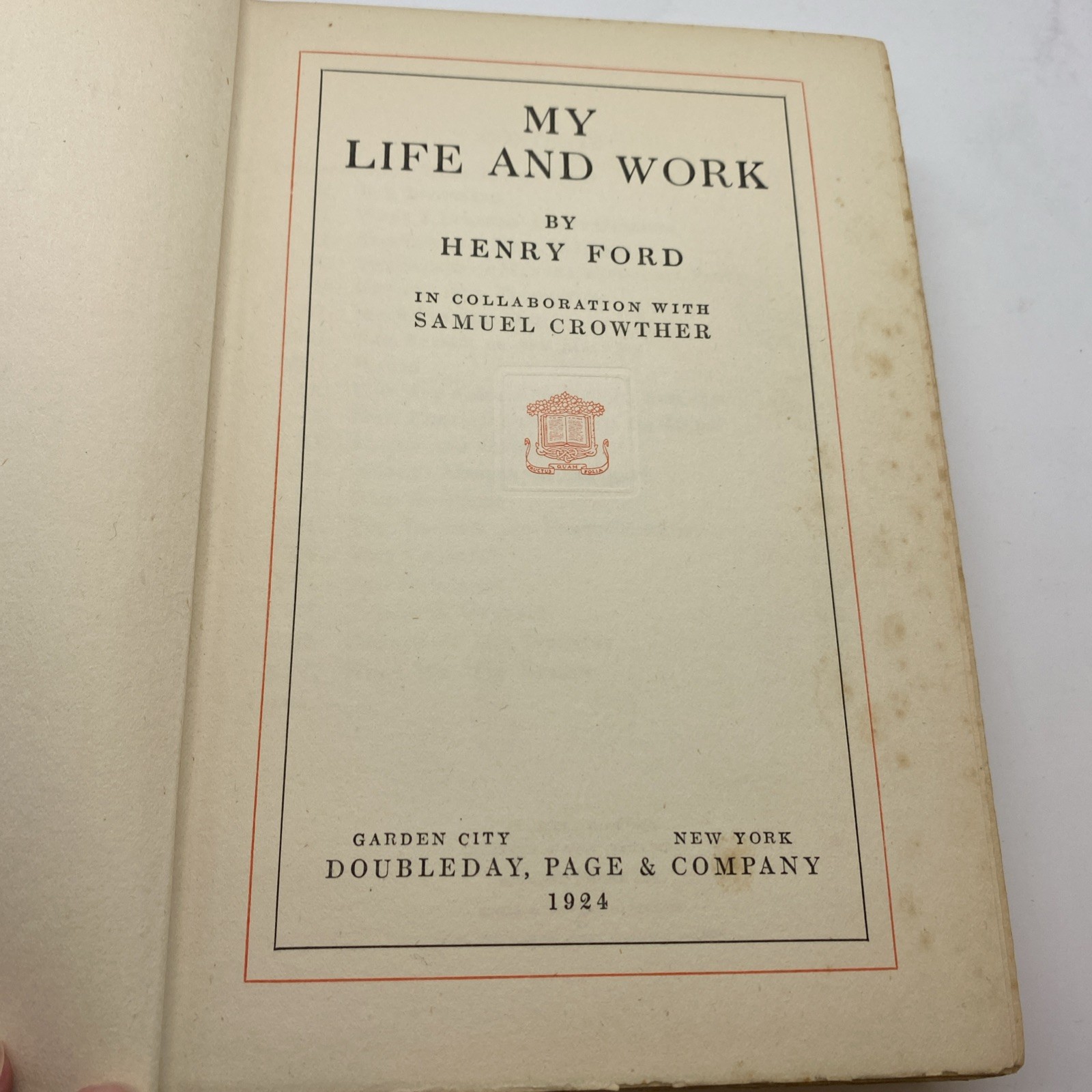 Henry Ford 1924 My Life And Work Biography Autobiography Hardcover Green Cloth