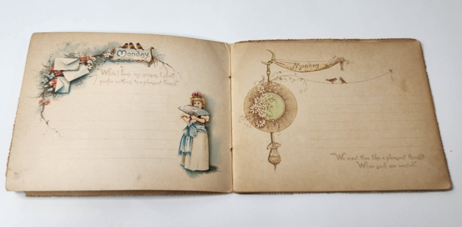 My Ladye’s At Home Booke – Antique Victorian Weekly Engagements Book [READ DESC]
