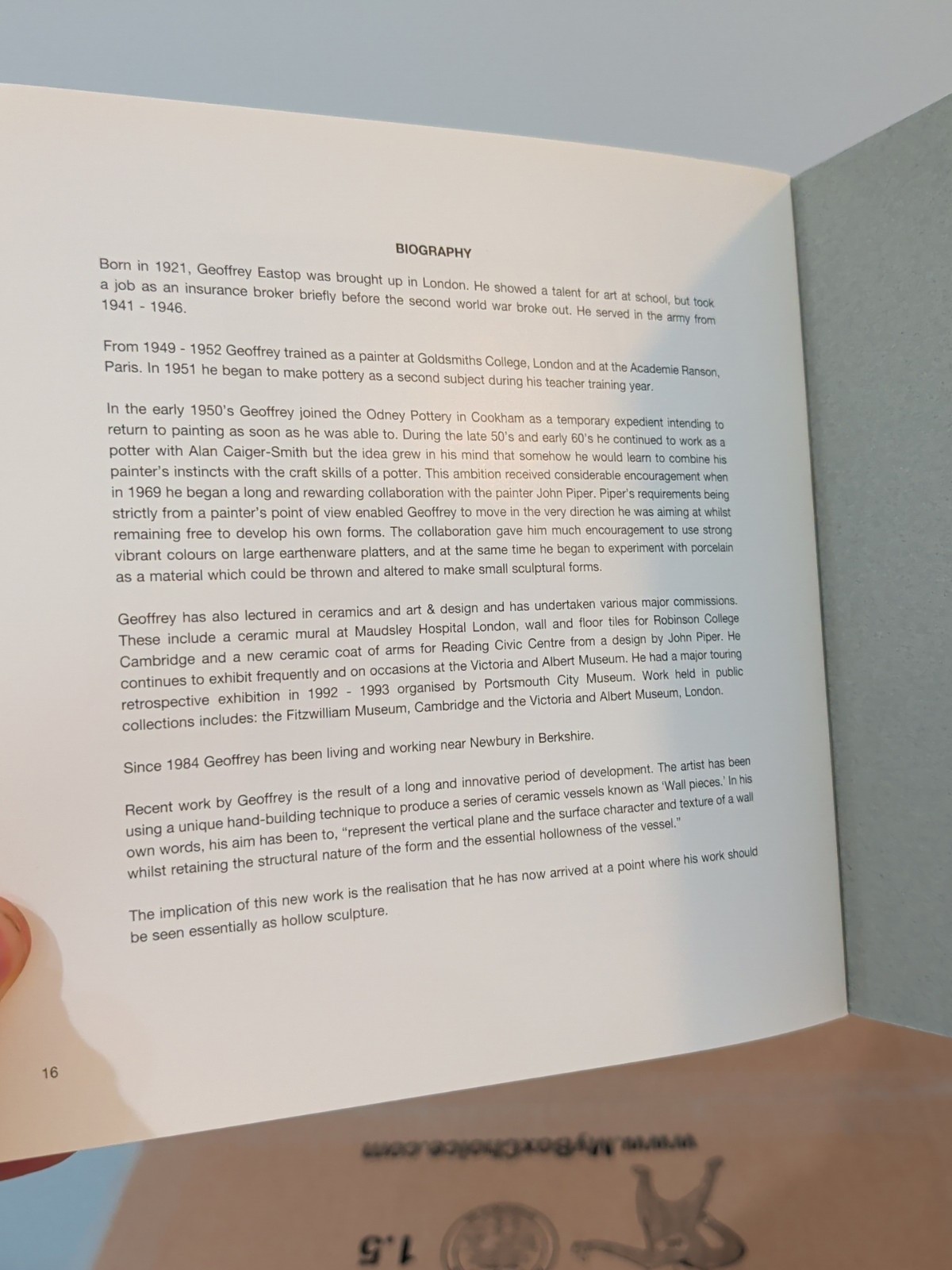 Geoffrey Eastop the Hollow Dimension. London, The Berkeley Gallery. 2002 Catalog