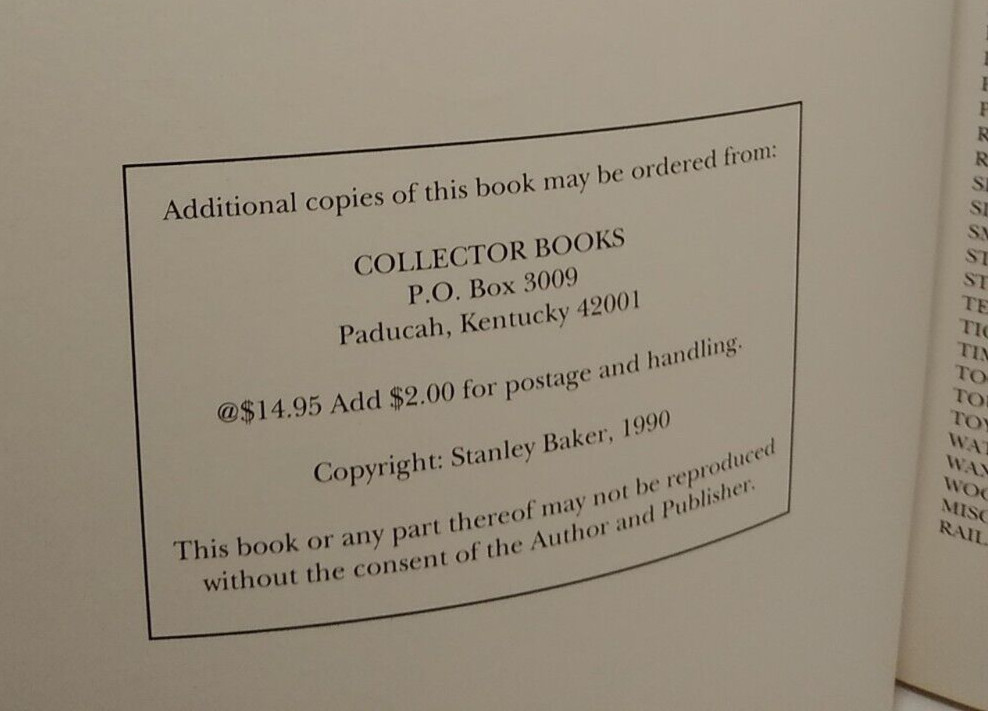 Railroad Collectibles : An illustrated Guide by Stanley Baker 1990 4th Edition