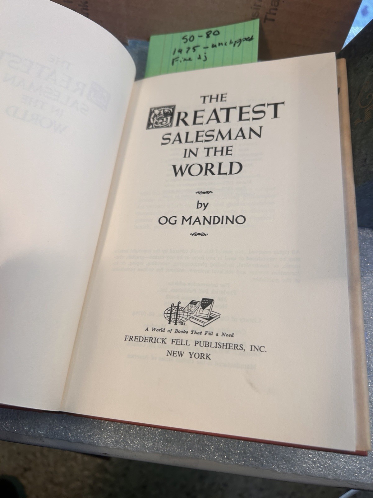 1975 The Greatest Salesman in the World Og Mandino HC DJ Fine Condition