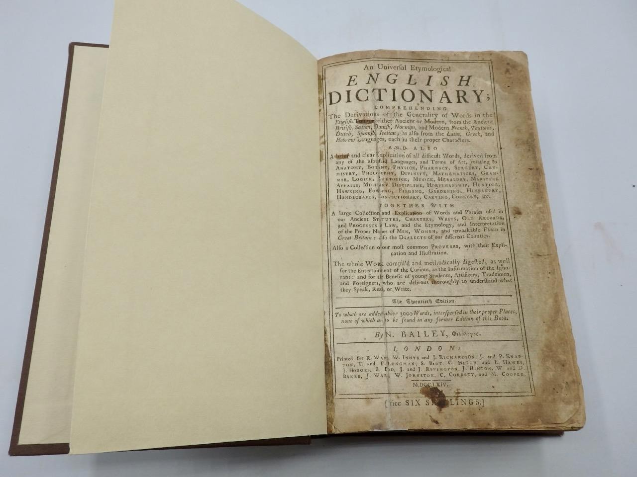 1764 Bailey UNIVERSAL ETYMOLOGICAL ENGLISH DICTIONARY