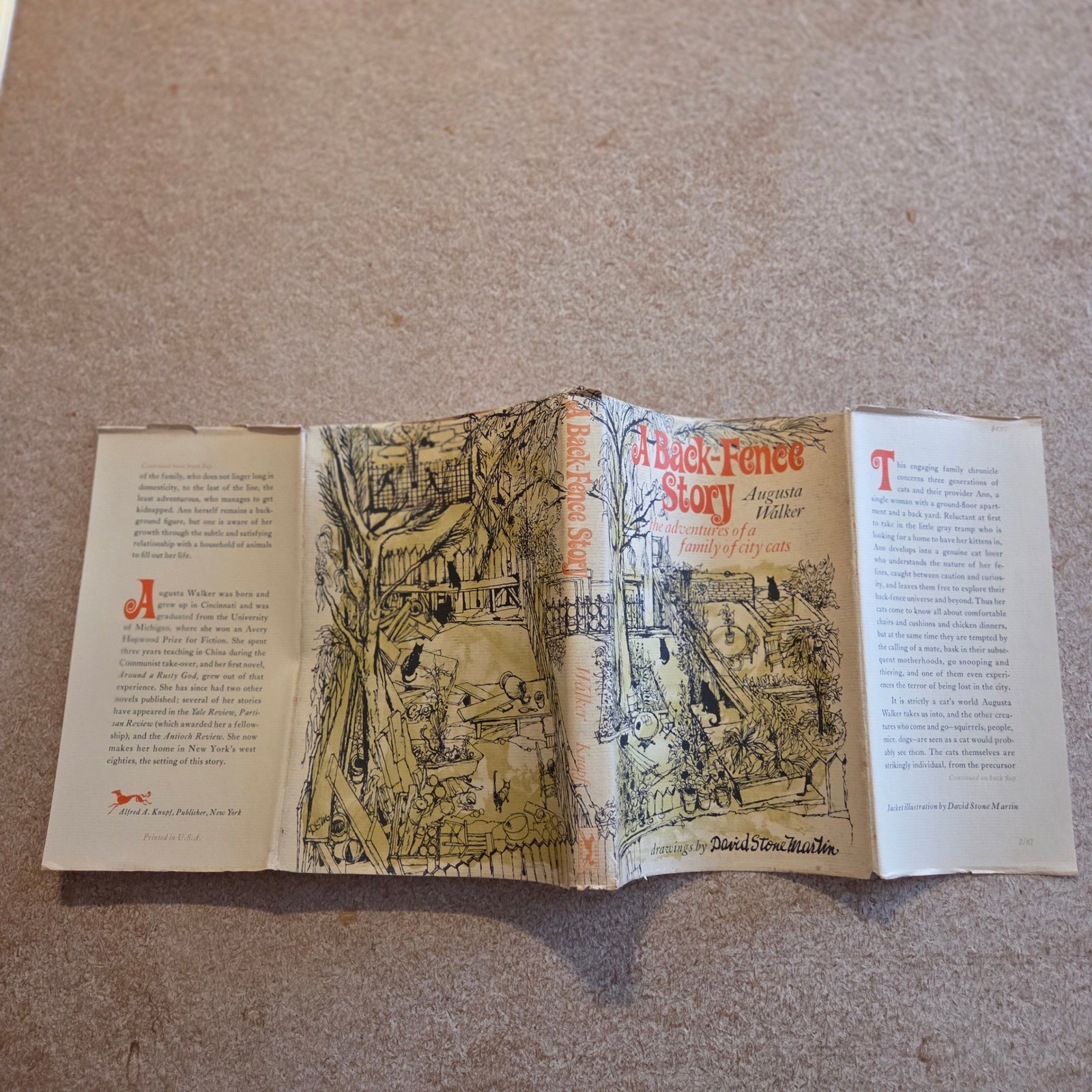 Alfred A Knopf A Back-Fence Story Augusta Walker 1st Ed 1967 Cat Book Hardcover