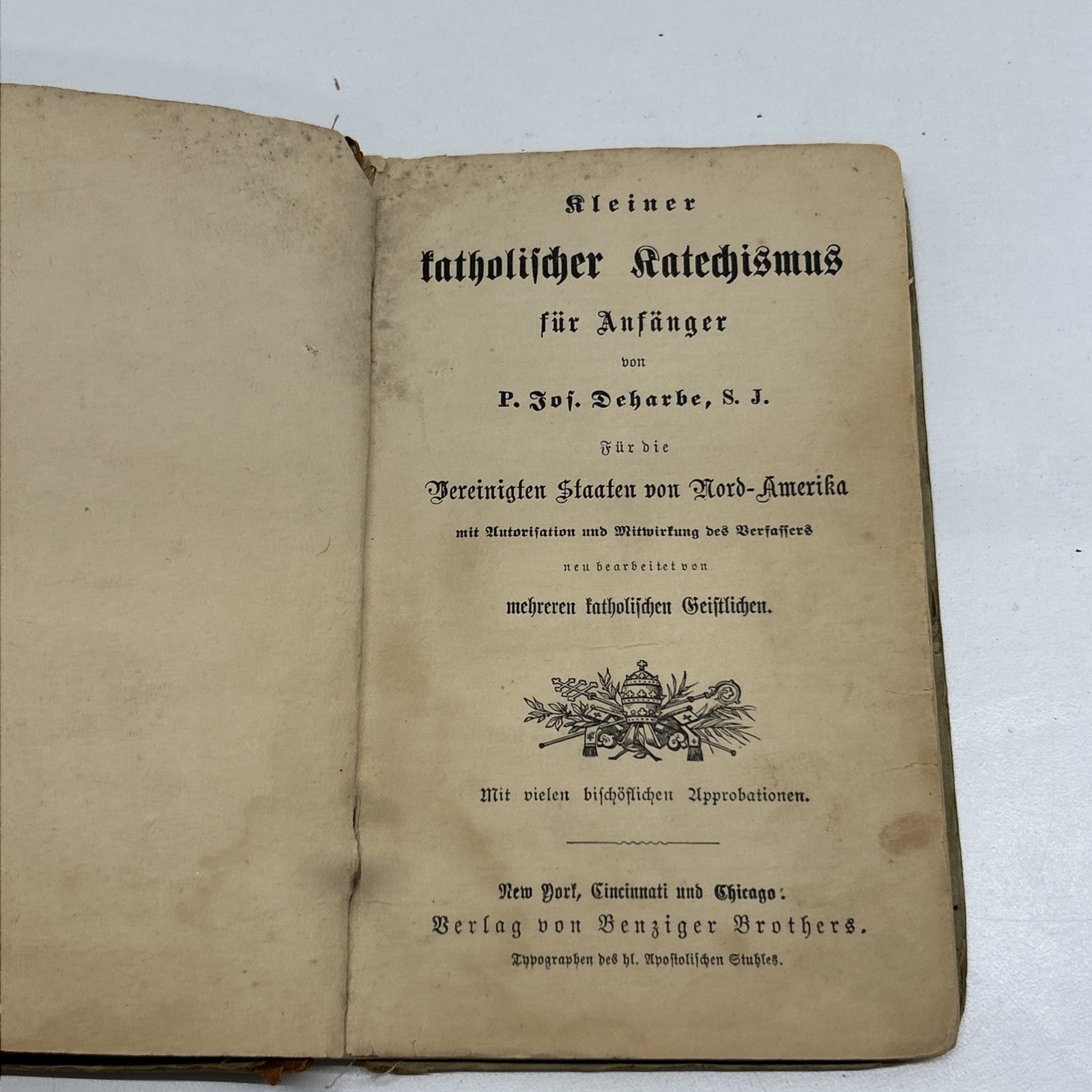 Antique 1883 Small Catholic Catechism For Beginners Book German Translation