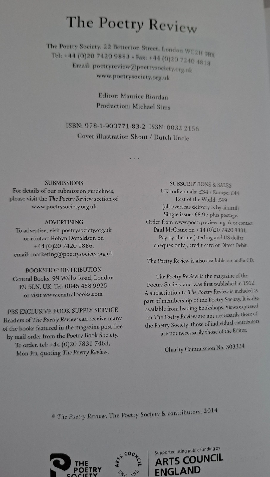 The Poetry Review Set Of 3 Mixed Authors 1st 2014 Paperback The Poetry Society