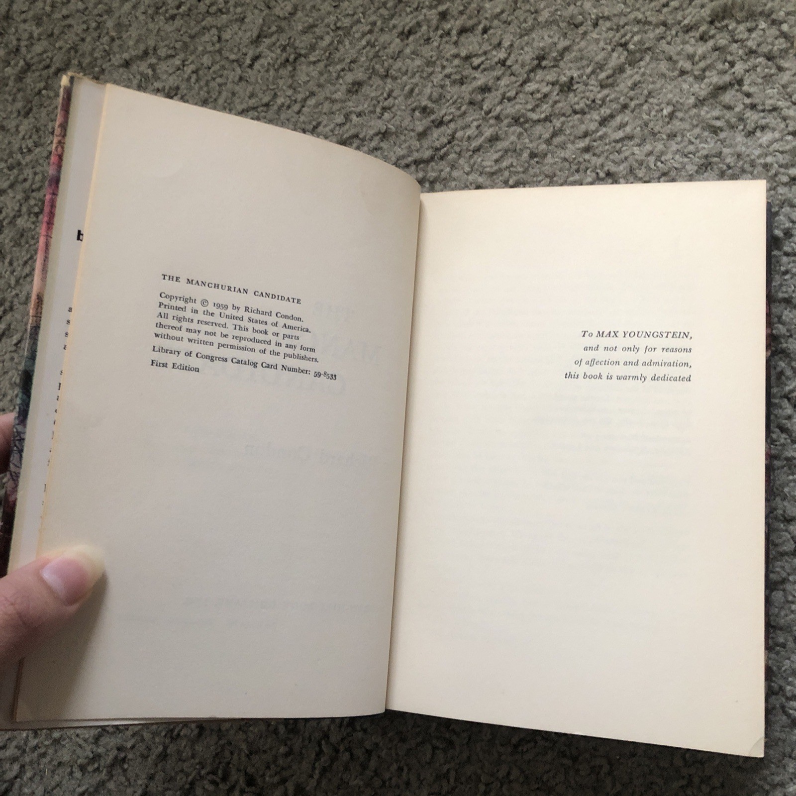 The Manchurian Candidate *by Richard Condon 1959 McGraw-Hill 1st Edt. 1st Print