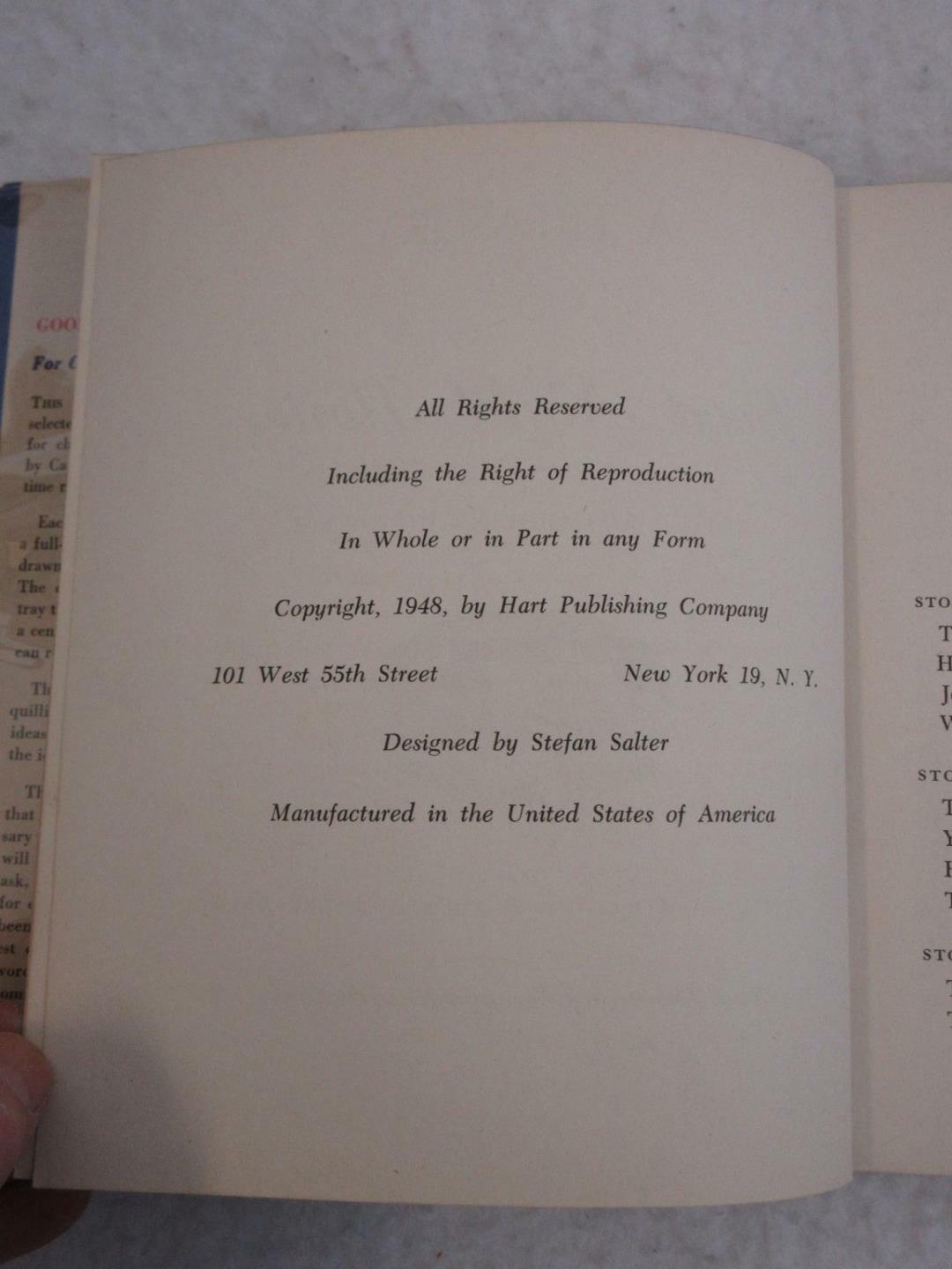 Caroline Horowitz A TREASURY OF GOOD NIGHT STORIES 1948 Hart Publishing Co., NY