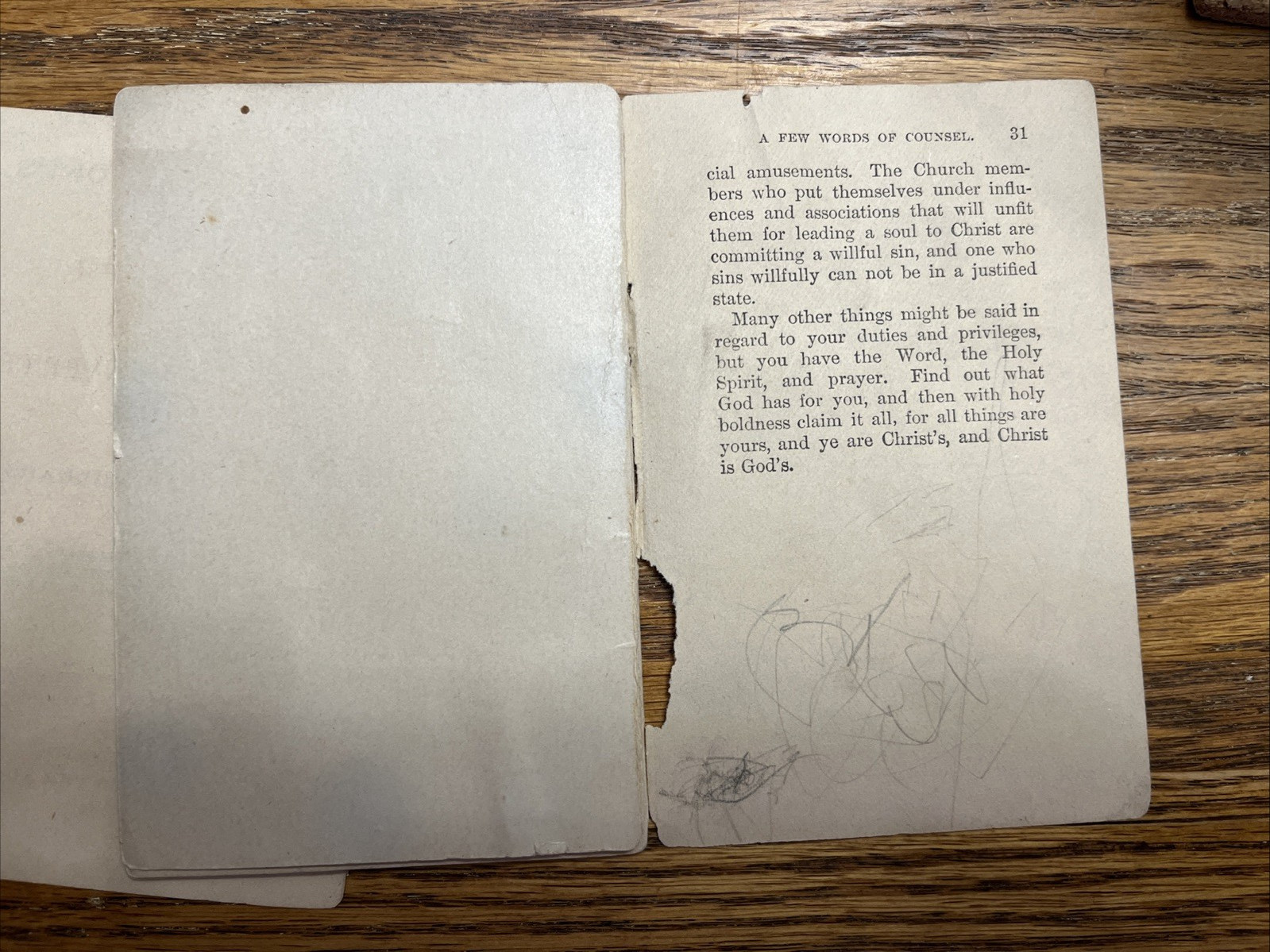 Antique Religious Booklet A Few Words of Counsel to the Newly Converted 1884