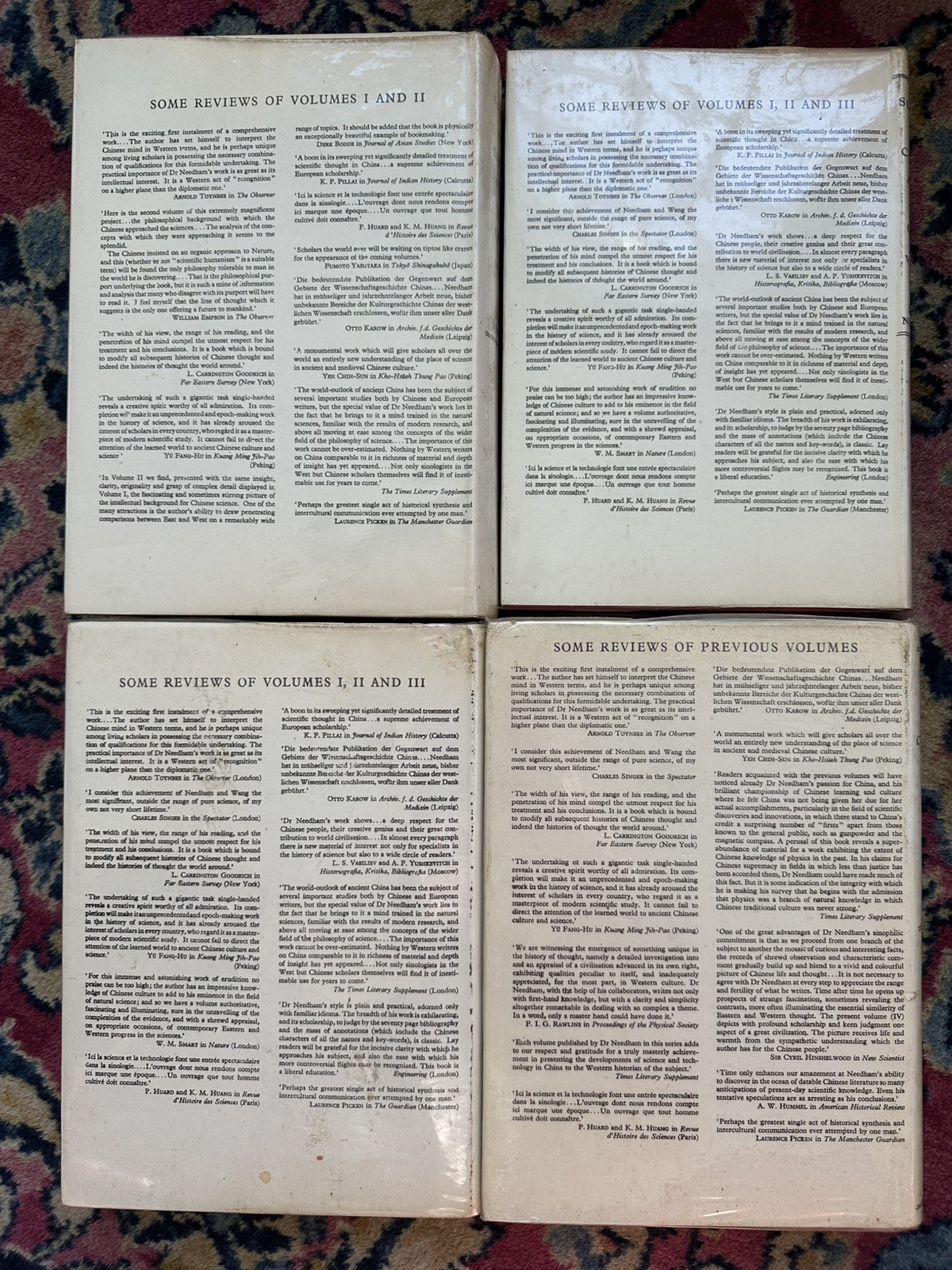 Science and Civilisation in China Joseph Needham Partial Set of 7 Vols 1-4, 5.2