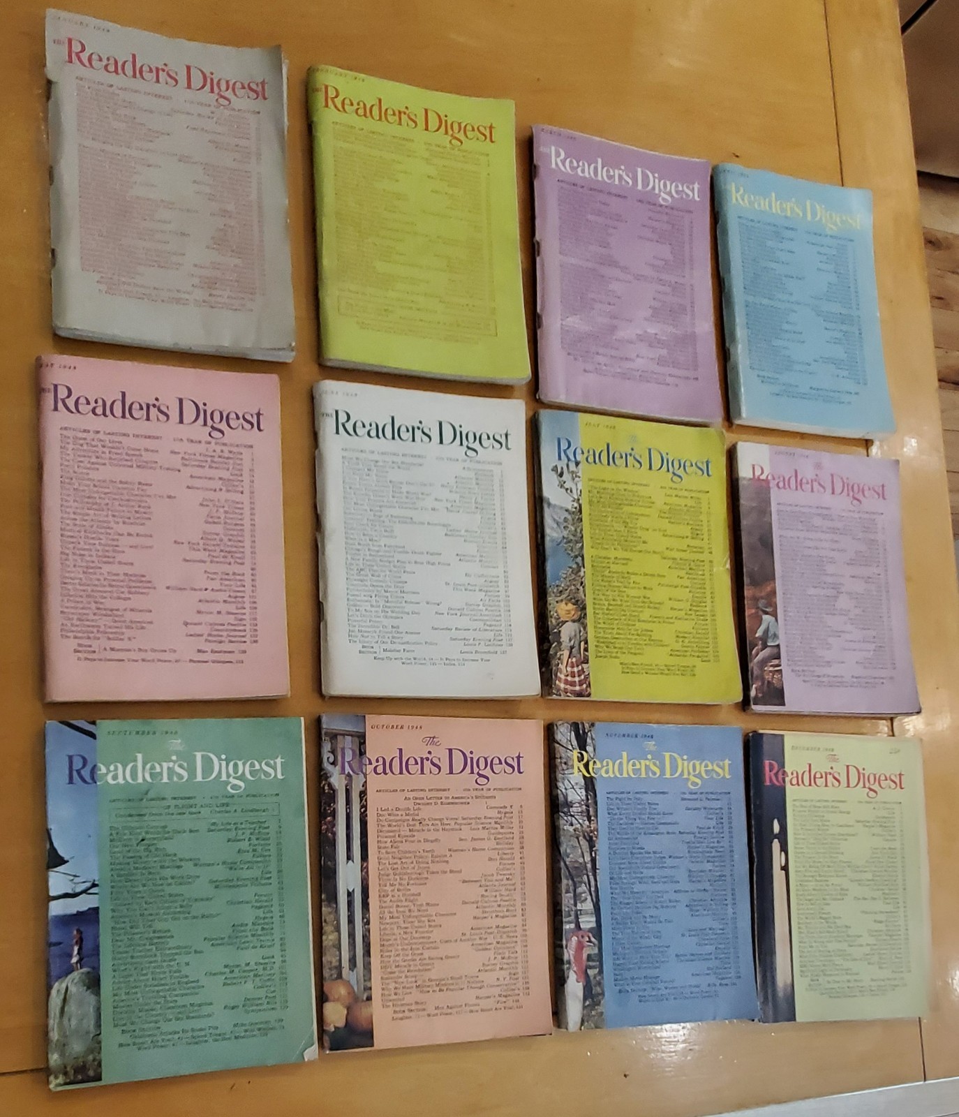 Lot of 12 – 1948 Reader’s Digests 12 Months, Entire Year FREE Shipping