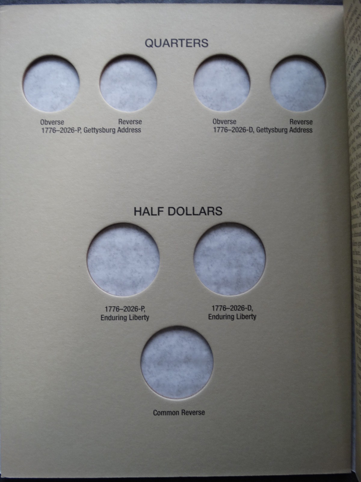 He Harris United States 250th Anniversary Coin P & D Folder 2026 Book 5345