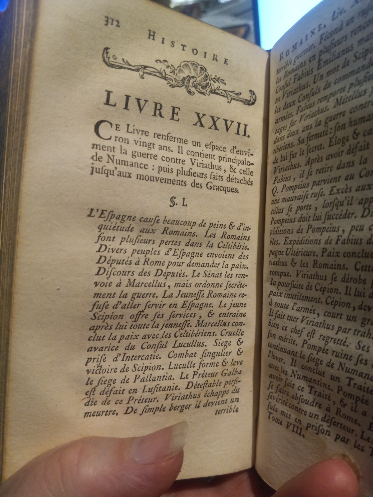 1782 HISTOIRE ROMAINE BY M ROLLIN FULL LEATHER VOLUME 8 ONLY, W/MAP OF ALGERIA