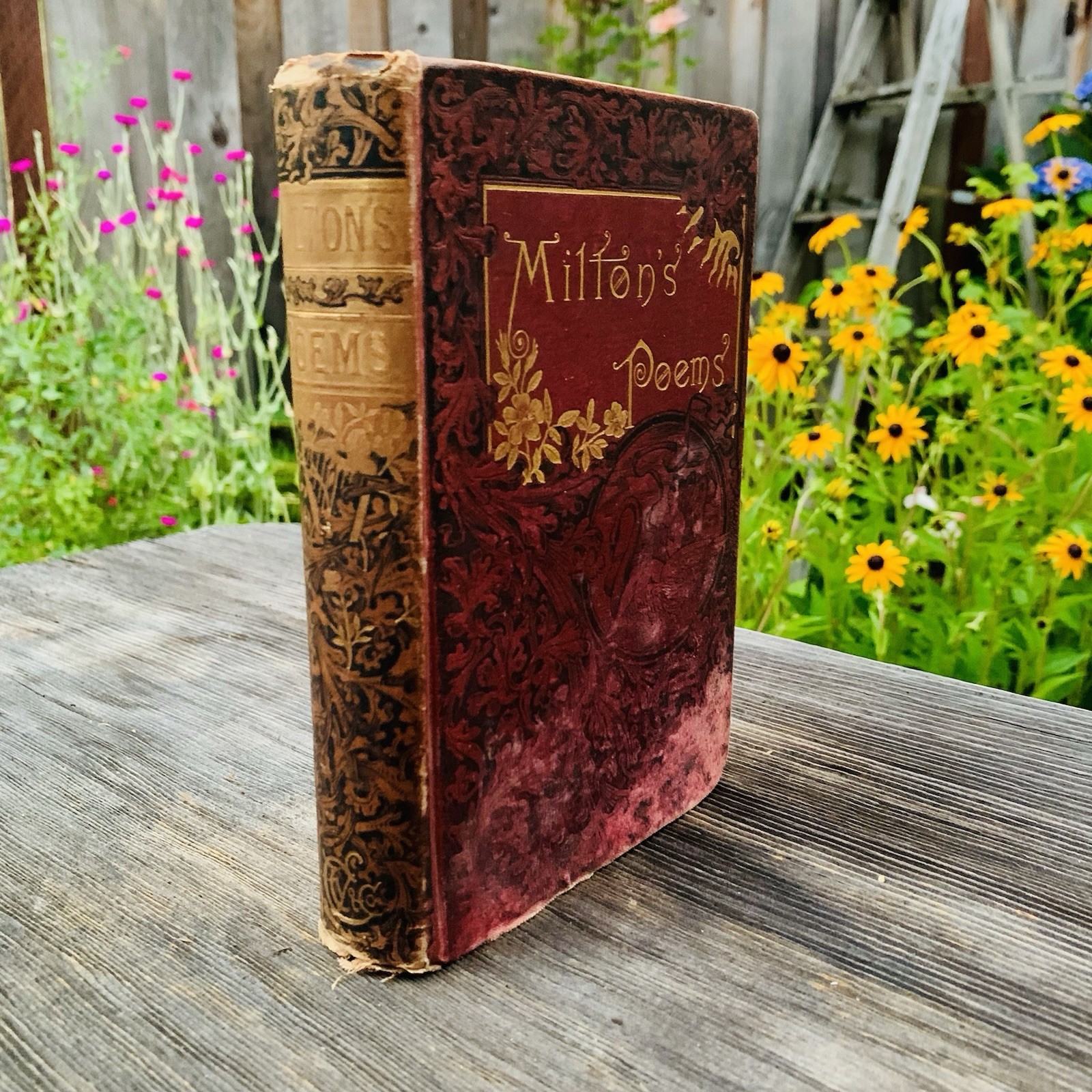 1886 The Poetical Works of John Milton Fine Decorative Binding Gilt Edges READ