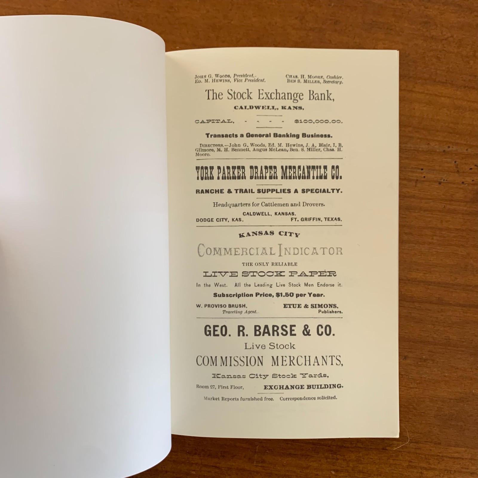 1882 Brand Book Cherokee Strip Southwestern Cattle-Growers’ Assoc. / Facsimile