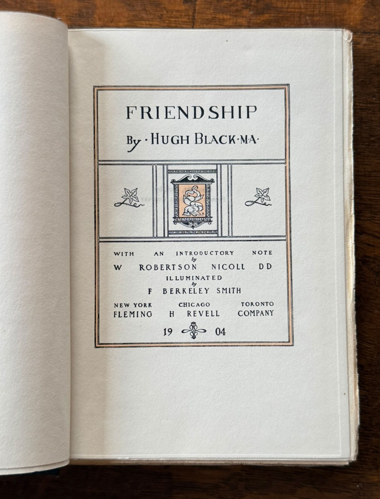 Friendship by Hugh Black 1898 HB Gold on Cover & Spine Inspiration Vintage Mint