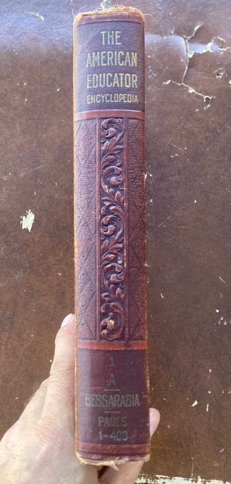 The American Educator Encyclopedia – Volume 1 -Vtg 1934 leather #1 A-Bessarabia