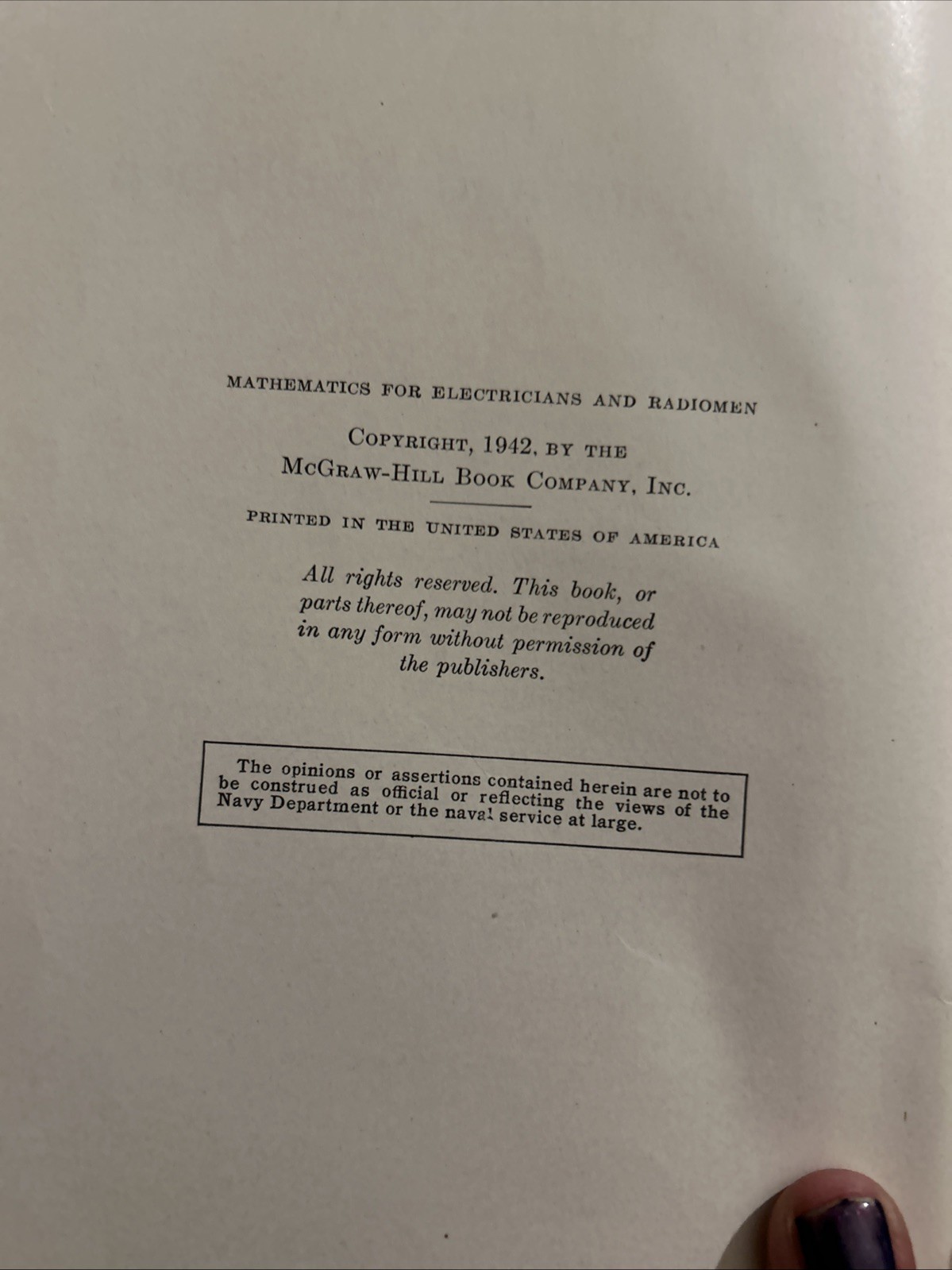 Vintage Book, Mathematica For Electricians And Radiomen By Cooke, First Edition