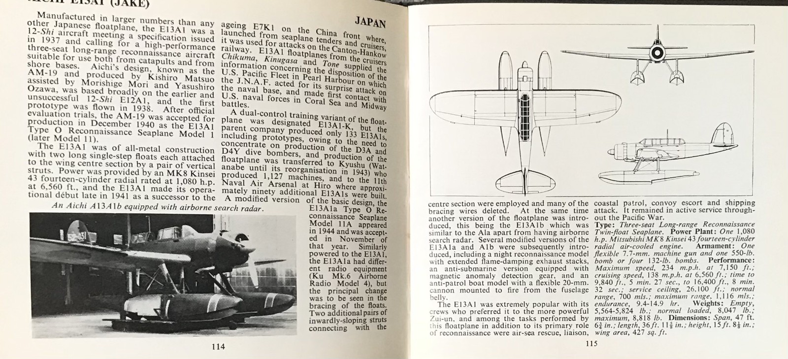 GREEN ” WAR PLANES OF THE SECOND WORLD WAR: FLOATPLANES ” VOL. 6 1968 HC VG+