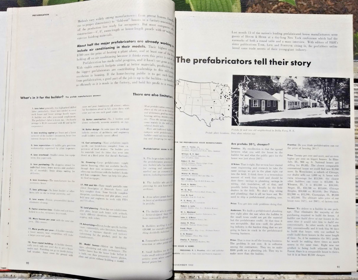 House & Home 1952 Nov Mid Century Modern MCM Architecture Prefabrication