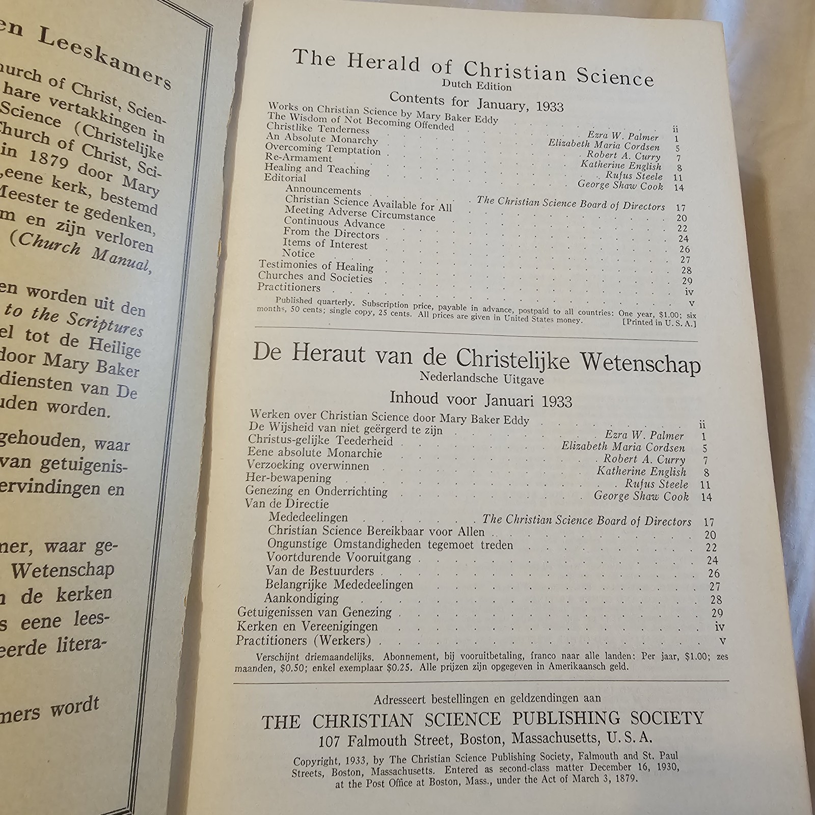 The Herald Of Christian Science Series Vol 1-2, 3-4 1931/32 HC RARE Dutch Edit
