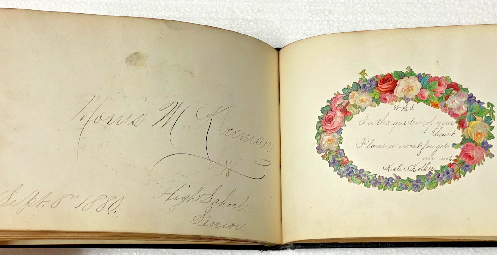 1870s Autograph Book / Cincinnati OH High School / Original Art / Die Cuts /1880