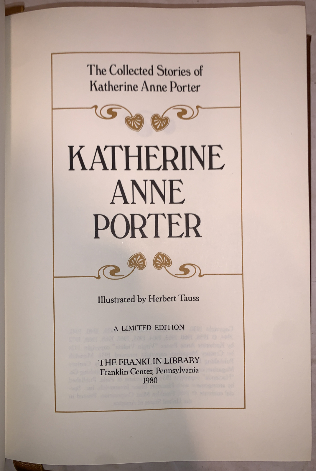 FRANKLIN LIBRARY, KATHERINE ANNE PORTER, STORIES, 1980, LIMITED ED, FULL LEATHER