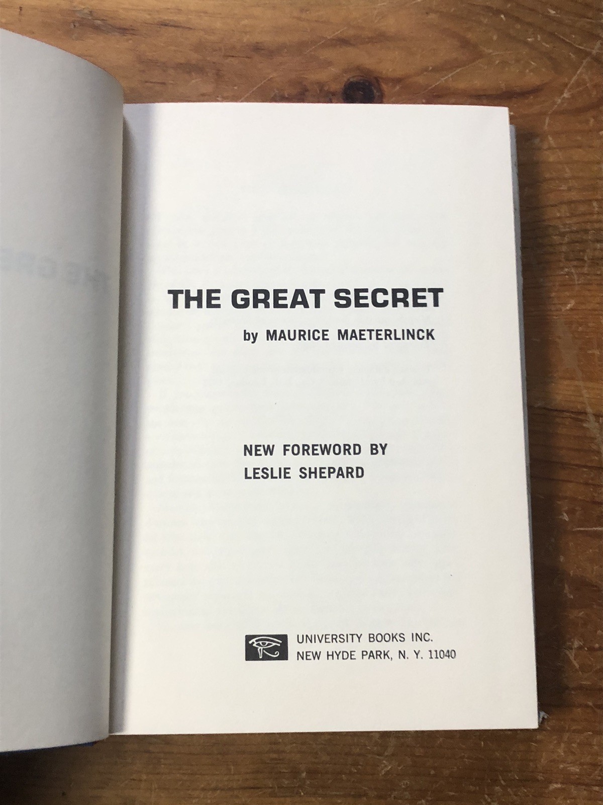 The Great Secret Maurice Maeterlinck 1969 Univ Books Occult Mystic Studies HC DJ