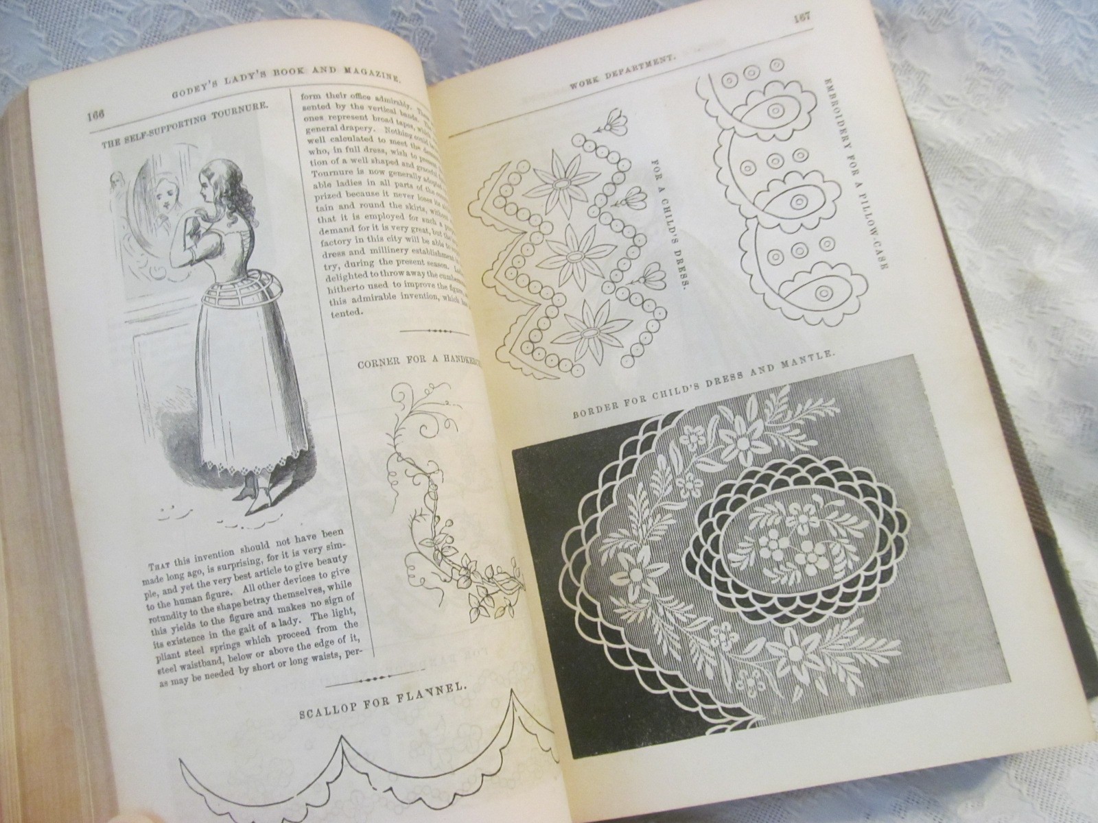 c1859 GODEYS LADYS BOOKS~2 Volumes Full Year~Antique Hand Tinted Fashion Prints