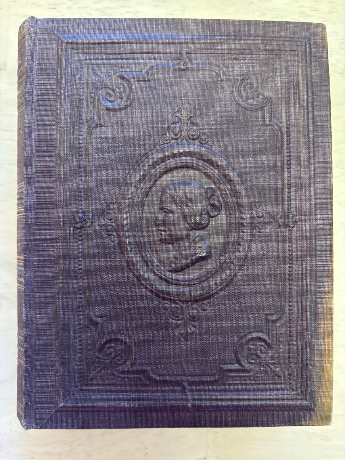 Antique German Book Ottilie Wildermuth Werke 1862 Victorian Embossed Cameo HC