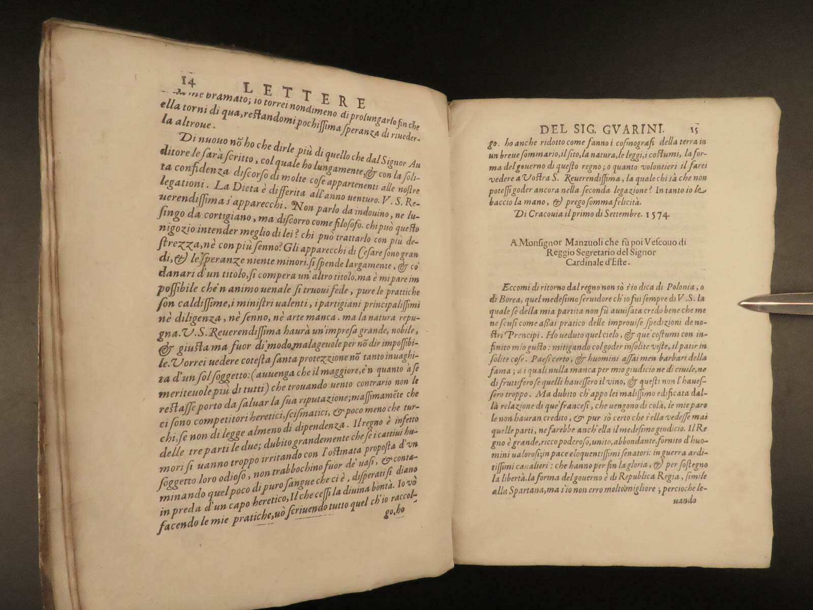 1595 Italian Renaissance Letters Battista Guarini Venice Florence Vellum ITALY