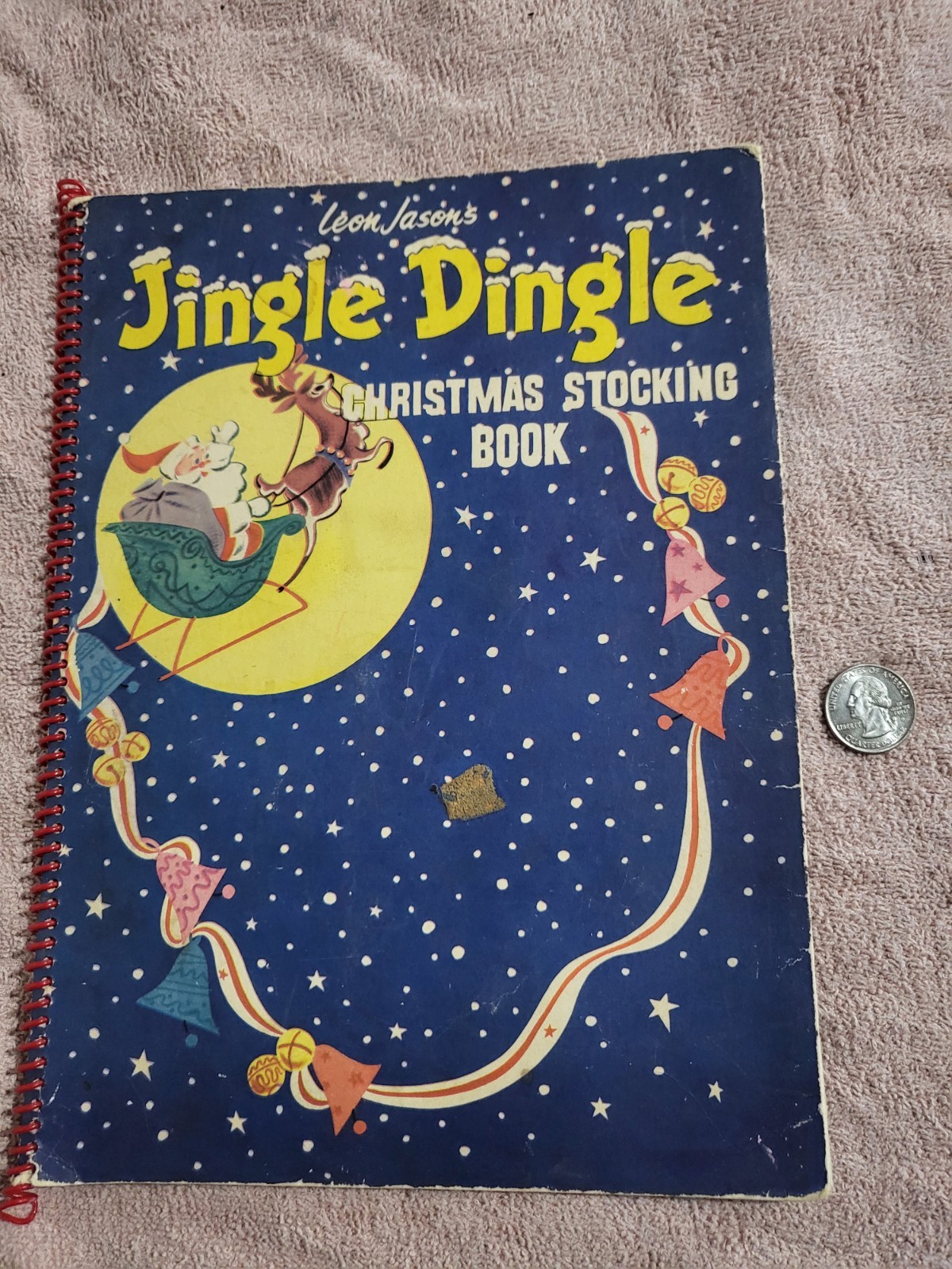Vtg Jingle Dingle Christmas Stocking Nostalgic Spiral Pop-Up Book 1953 Jasons