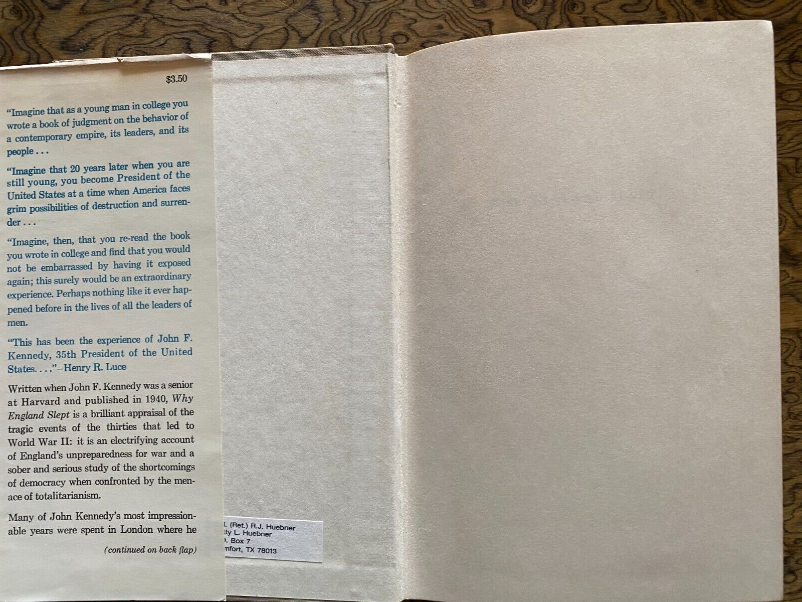 Why England Slept by John F. Kennedy Original Edition 1961 HC/DJ