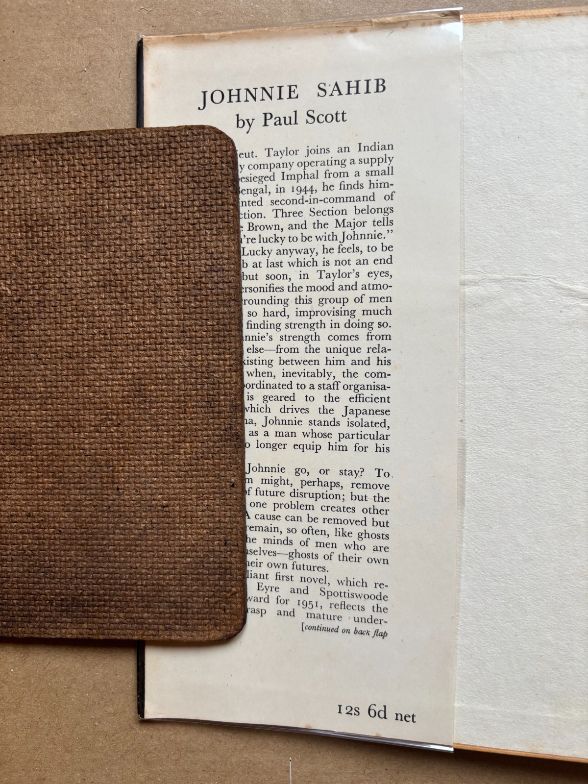 Paul Scott Johnnie Sahib 1952 first edition 1st/1st debut Raj Quartet Booker