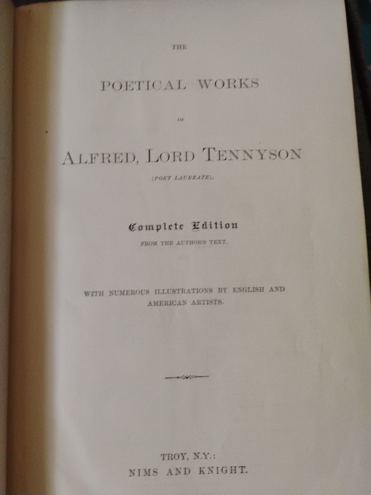 1885 Poetical Works Of Alfred Lord Tennyson Illus. Complete EdItion 10 X 6.5
