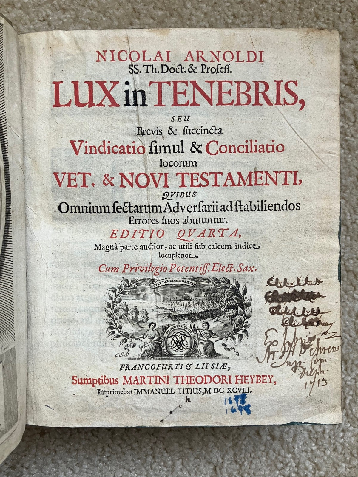 1698 LUX IN TENEBRIS (LIGHT IN DARKNESS) Old & New Testament by Nicolaus Arnoldi