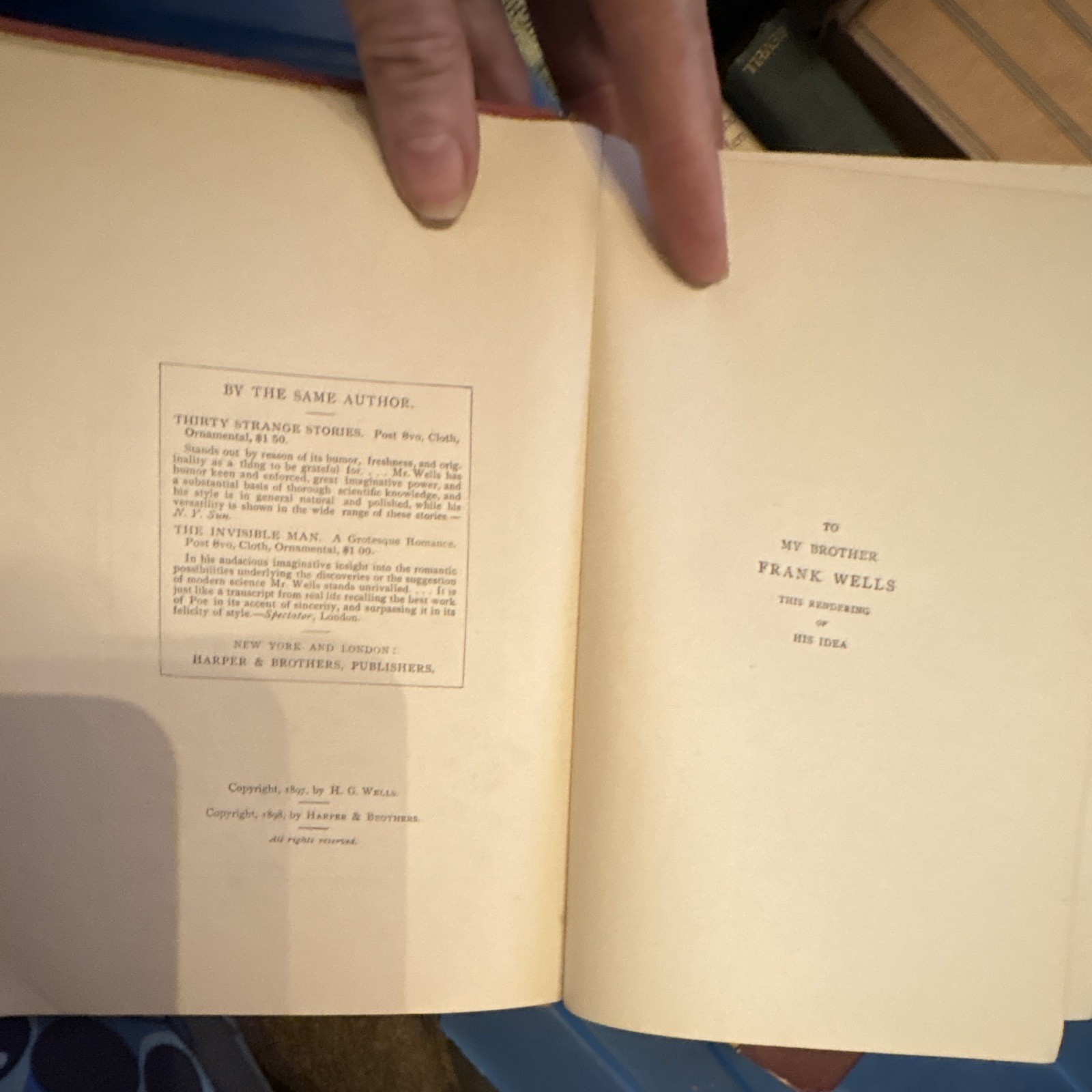 H. G. Wells War of the Worlds Cloth HC Harper & Brothers 1898 Illus Signed