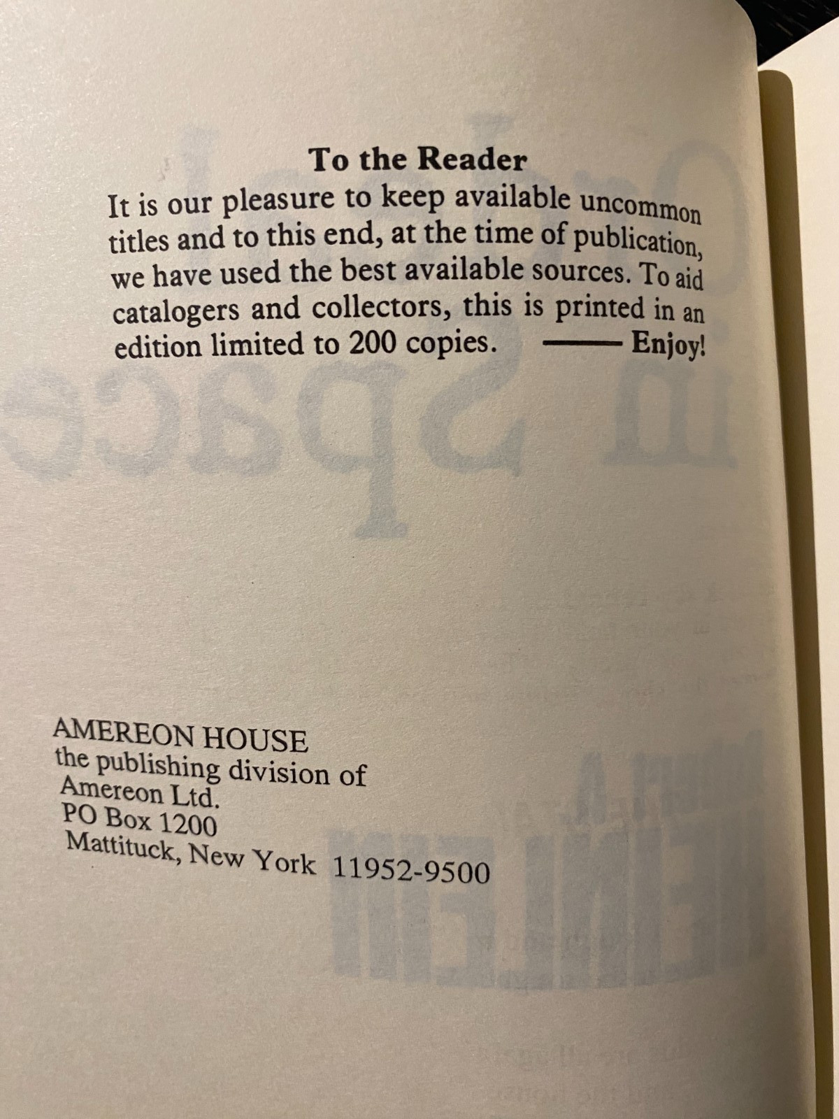 Robert Heinlein Holy Grail: ORDEAL IN SPACE 1983 Amereon House ONLY 200 PRINTED!