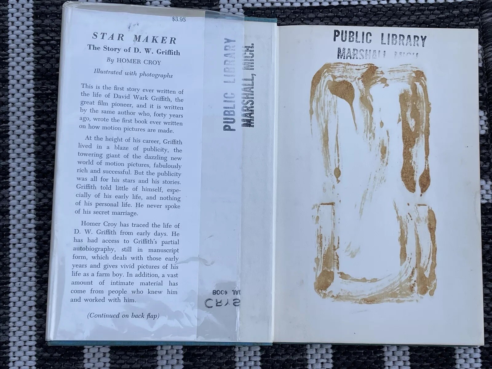 Star Maker The Story of D. W. Griffith 1959 Homer Croy 1st Edition Ex Libris