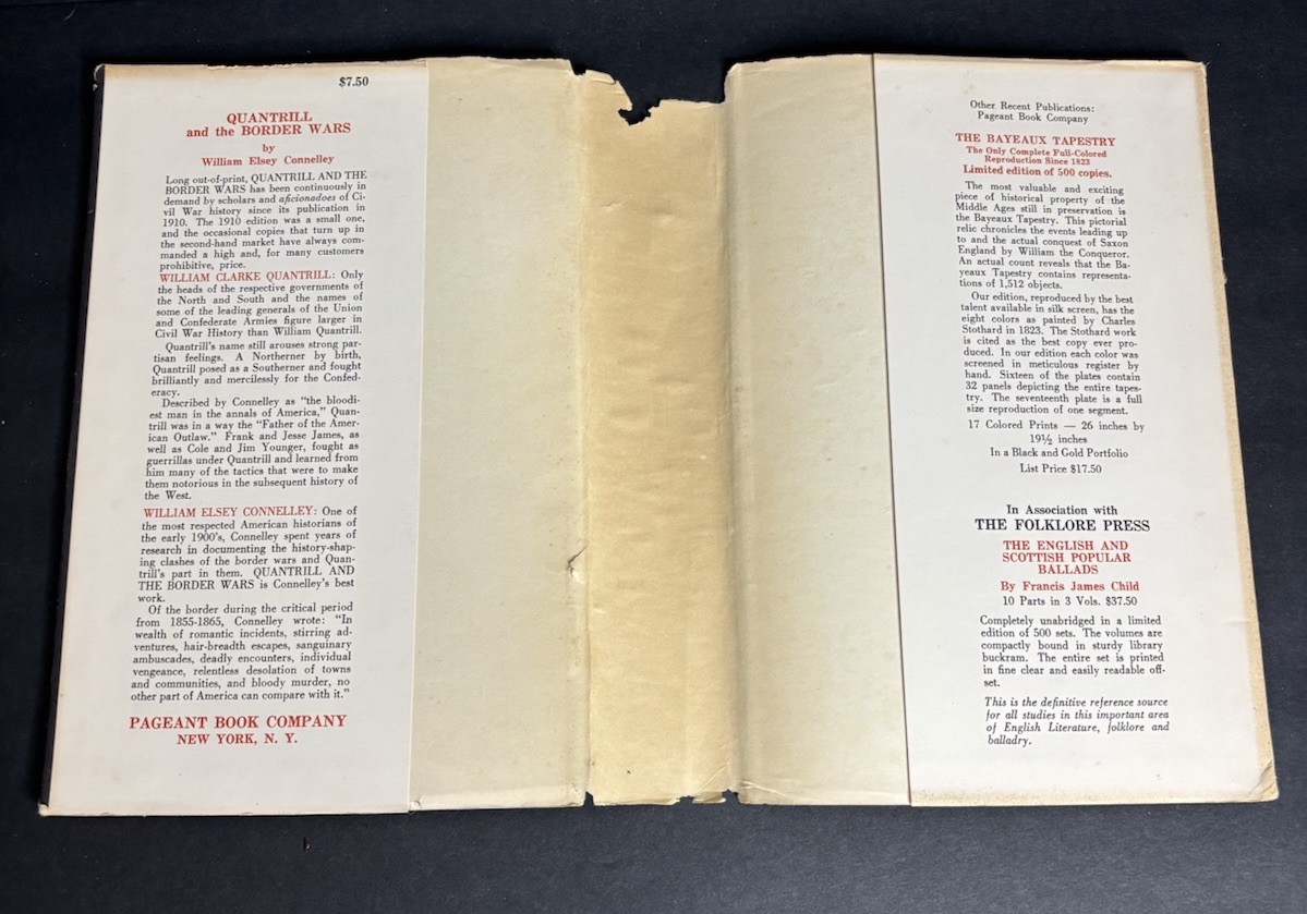 Quantrill and the Border Wars by William Elsey Connelley 1956 Signed Homer Croy