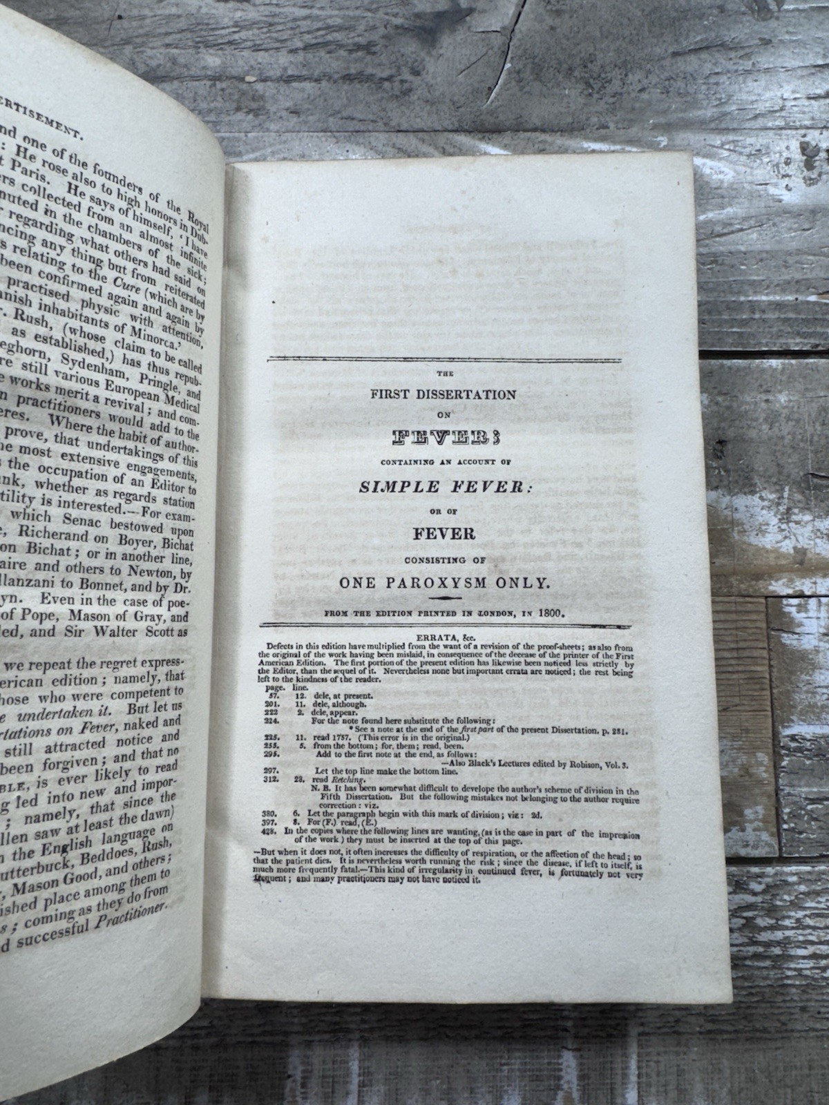 1823 Antique Second Edition Medical Research Book “Five Dissertations on Fever”