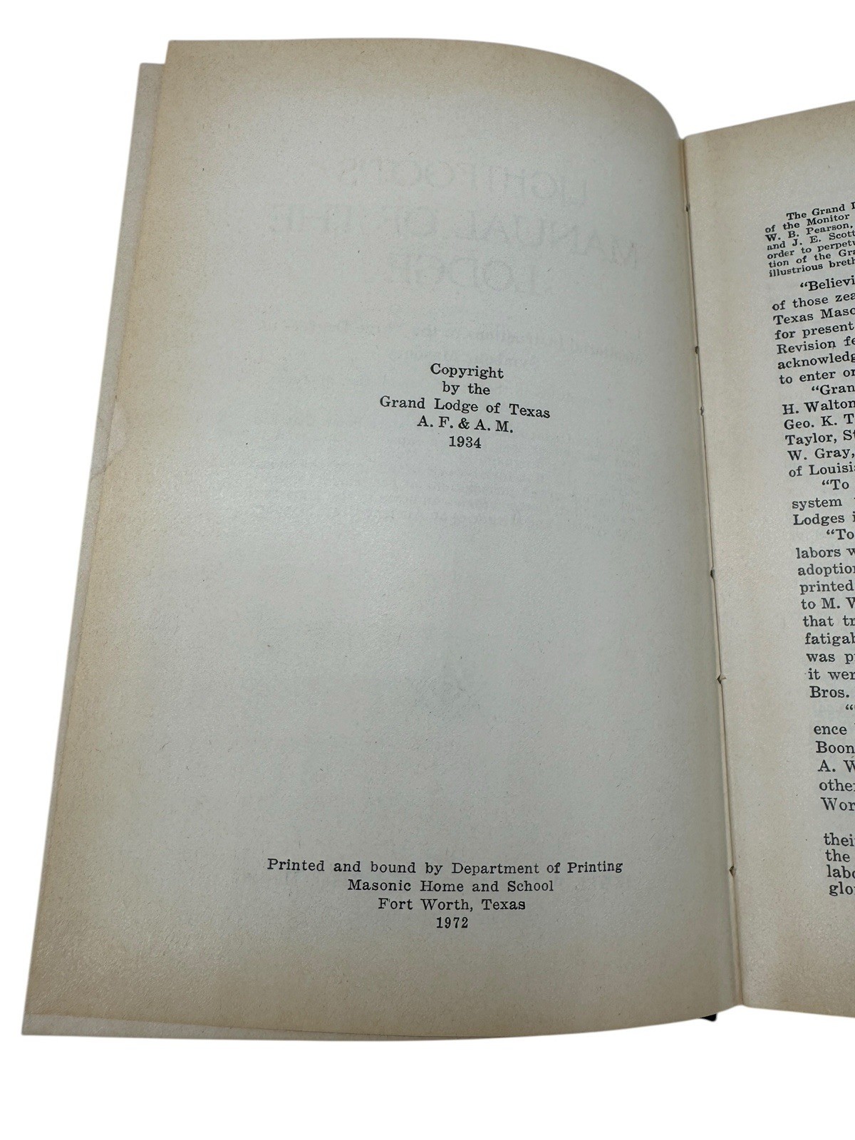 Lightfoot’s Manual Of The Lodge Texas (Masonic Home Fort Worth) VINTAGE HC 1972